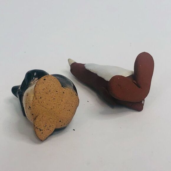 handmade handcrafted clay pottery penguins brown and black glazed 2.5 3 inch - Picture 6 of 12